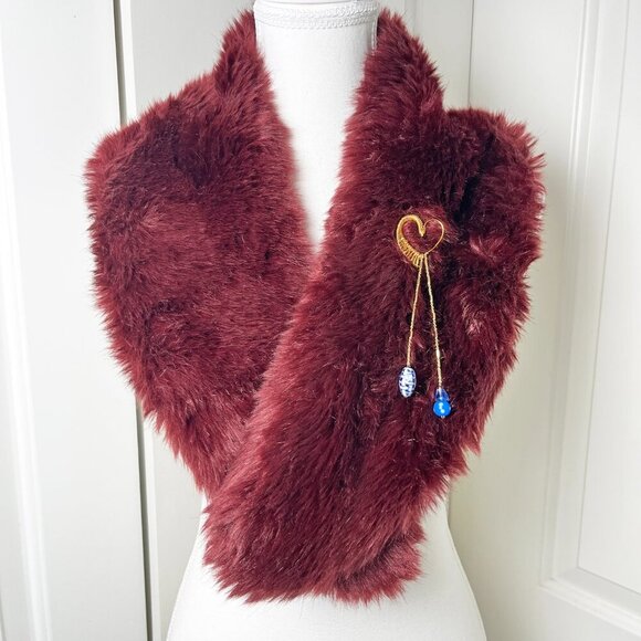 Vtg Houndstooth Detachable Collar Wool Blazer & Handmade Brooch Unisex M Women L - Picture 7 of 8